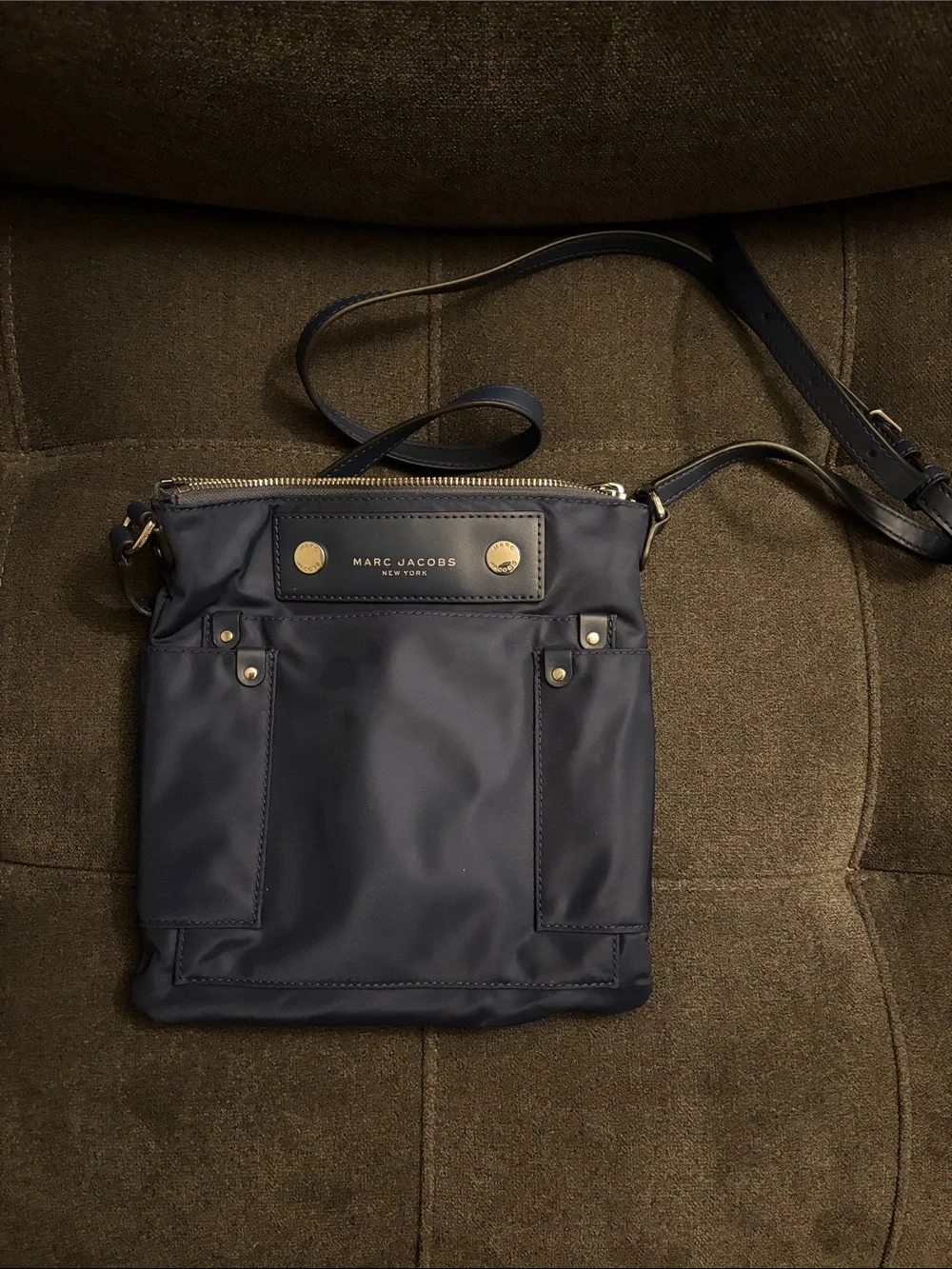 Marc Jacobs Navy Crossbody Shoulder Bag with Gold Accents